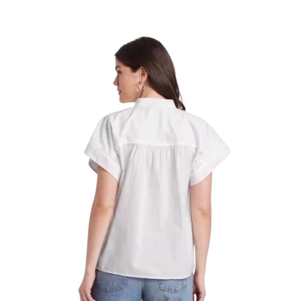 Universal Thread Women's Popover Short Sleeve Blouse White M - Picture 2 of 4